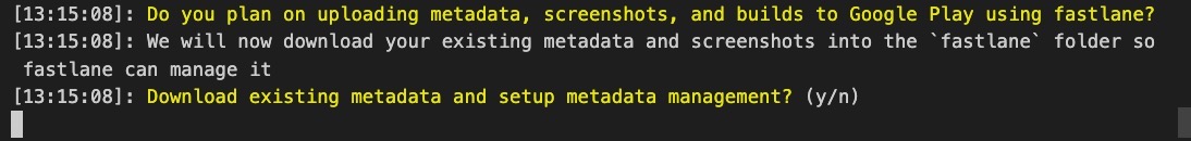 deploy automatically React Native app via Fastlane - initialization of Android fastlnae: download metadata