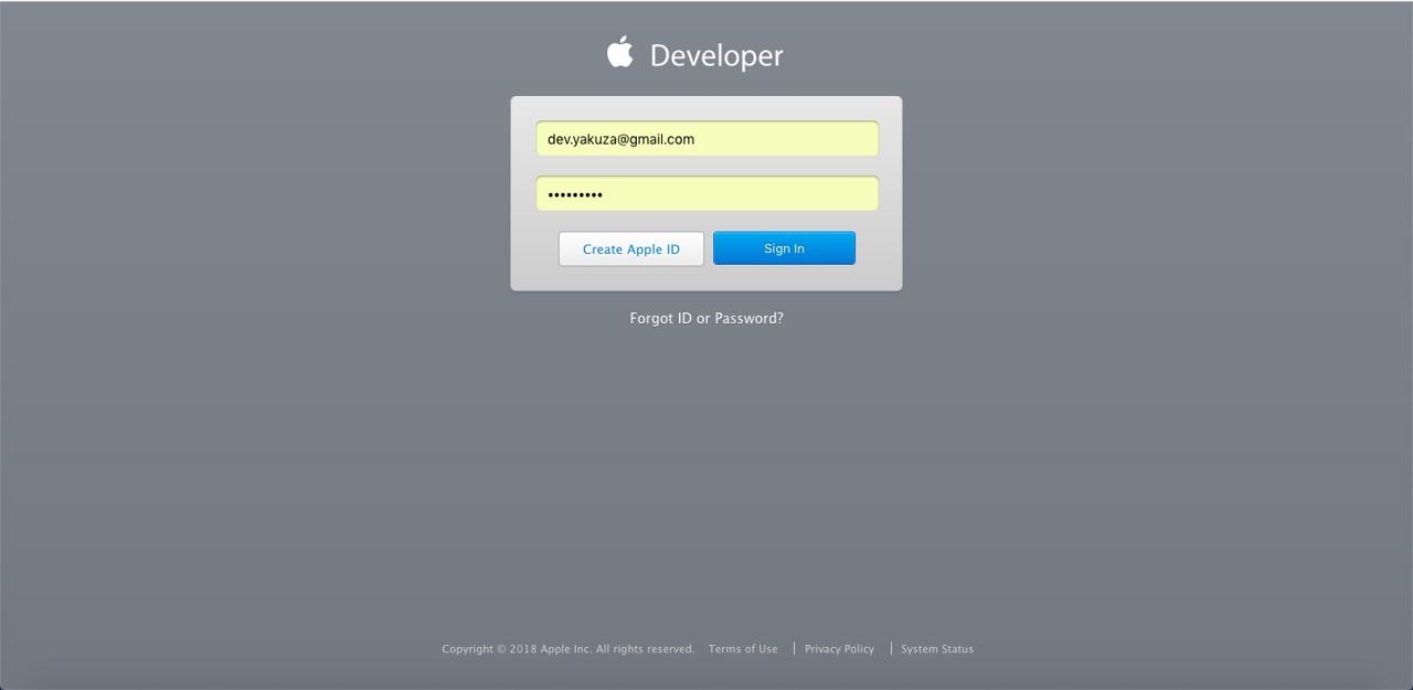 apple developer site login